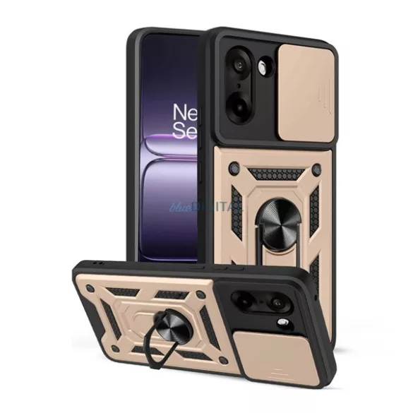 HUSĂ! - Protector de telefon din silicon Defender (rezistent la șocuri, inel de reținere, protector de cameră) GOLD OnePlus Nord CE5