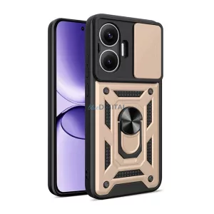 HUSĂ! - Defender silicon protector de telefon (rezistent la șocuri, inel de reținere, protector de cameră) GOLD Xiaomi Poco F7