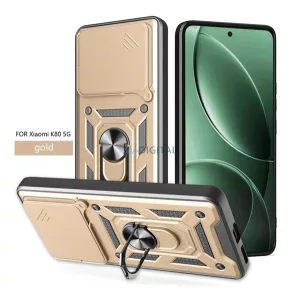 HUSĂ! - Defender silicon protector de telefon (rezistent la șocuri, inel de reținere, protector de cameră) GOLD Xiaomi Poco F7 Pro