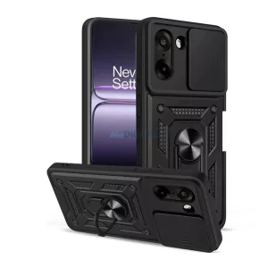 HUSĂ! - Defender silicon protector de telefon (rezistent la șocuri, inel de prindere, aparat de fotografiat protector) BLACK OnePlus Nord CE5