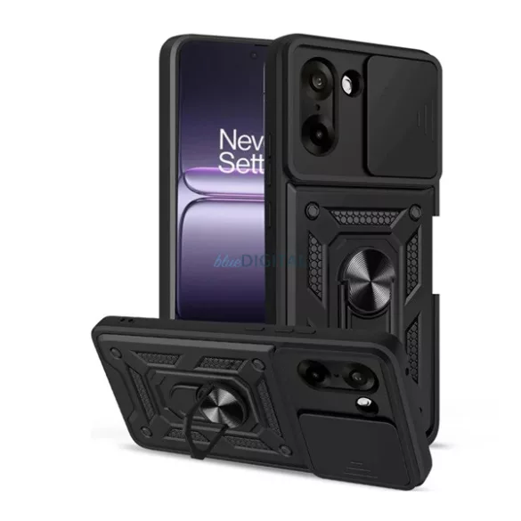 HUSĂ! - Defender silicon protector de telefon (rezistent la șocuri, inel de prindere, aparat de fotografiat protector) BLACK OnePlus Nord CE5