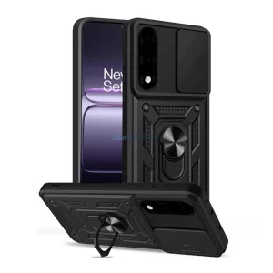 HUSĂ! - Protector de telefon din silicon Defender (rezistent la șocuri, inel de reținere, protector de cameră) NEGRU OnePlus Nord 5