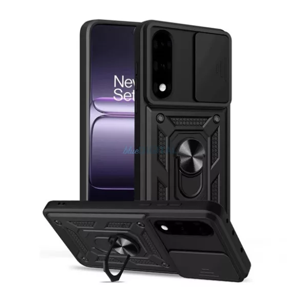 HUSĂ! - Protector de telefon din silicon Defender (rezistent la șocuri, inel de reținere, protector de cameră) NEGRU OnePlus Nord 5
