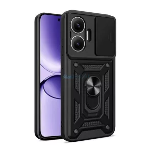 HUSĂ! - Defender silicon protector de telefon (rezistent la șocuri, inel de reținere, protector de cameră) BLACK Xiaomi Poco F7