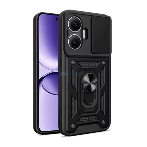 HUSĂ! - Defender silicon protector de telefon (rezistent la șocuri, inel de reținere, protector de cameră) BLACK Xiaomi Poco F7