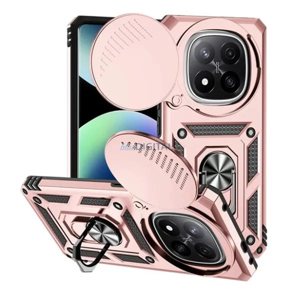 HUSĂ! - Defender Silicone Phone Protector (rezistent la șocuri, inel de reținere, protector de cameră) GOLDEN ROZEN Xiaomi Redmi Note 14 Pro Plus 5G