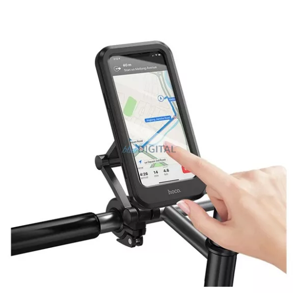 HOCO CA101 suport pentru telefon pentru biciclete și motociclete (montare pe ghidon, braț reglabil, dimensiune 4.5-7", IPX4) NEGRU