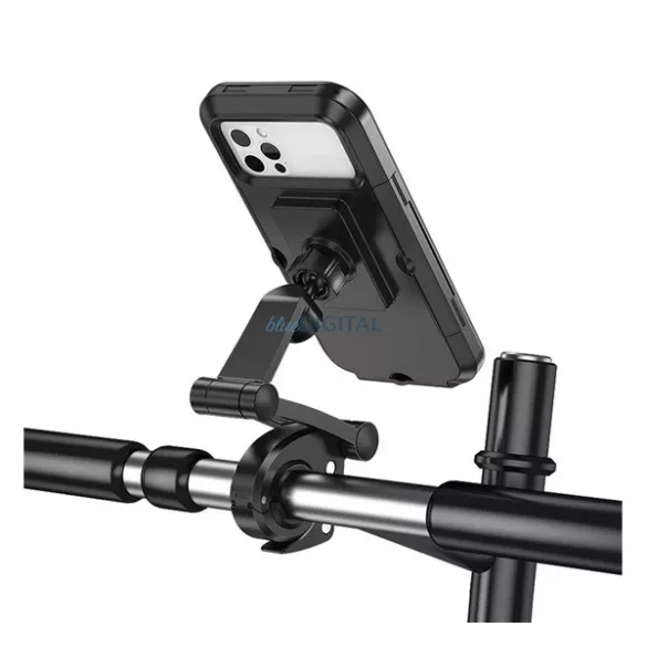 HOCO CA101 suport pentru telefon pentru biciclete și motociclete (montare pe ghidon, braț reglabil, dimensiune 4.5-7", IPX4) NEGRU