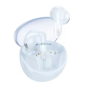 HOCO EW202 cască bluetooth STAREO (v5.4, TWS, microfon + încărcător) LIGHT BLUE