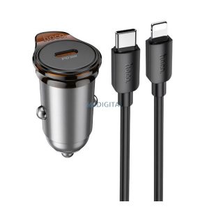 Încărcător auto HOCO NZ16 cu priză Type-C (30W, încărcător rapid PD + cablu Lightning) VERDE