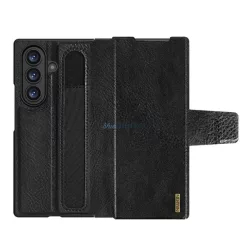   HUSĂ! - NILLKIN AOGE protecție din plastic pentru telefon (spate din piele naturală, interior din microfibră de pluș, suport pentru creion) BLACK Samsung Galaxy Z Fold7 (SM-F966)