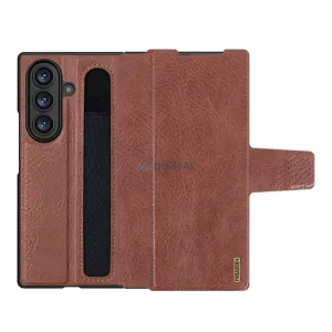 HUSĂ! - NILLKIN AOGE protector de plastic pentru telefon (spate din piele naturală, interior din microfibră de pluș, suport pentru creion) CUTTING PEEL Samsung Galaxy Z Fold7 (SM-F966)