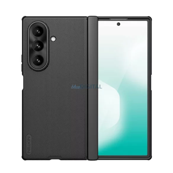 HUSĂ! - NILLKIN SUPER FROSTED FOLD plastic protector de telefon (cauciucat, suprafață aspră, suport de birou, suport pentru creion) NEGRU Samsung Galaxy Z Fold7 (SM-F966)