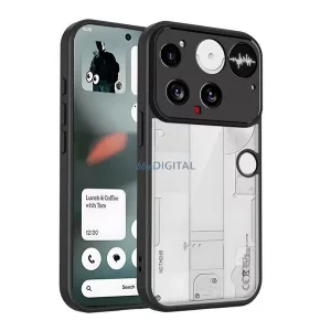 HUSĂ! - Silicon protector de telefon (rezistent la șocuri, spate transparent) BLACK Nothing Phone (3)