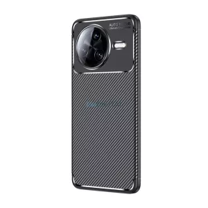 HUSĂ! - Silicon protector de telefon (rezistent la impact, călcâi pernă de aer, model de carbon) BLACK Xiaomi Poco F7 Ultra