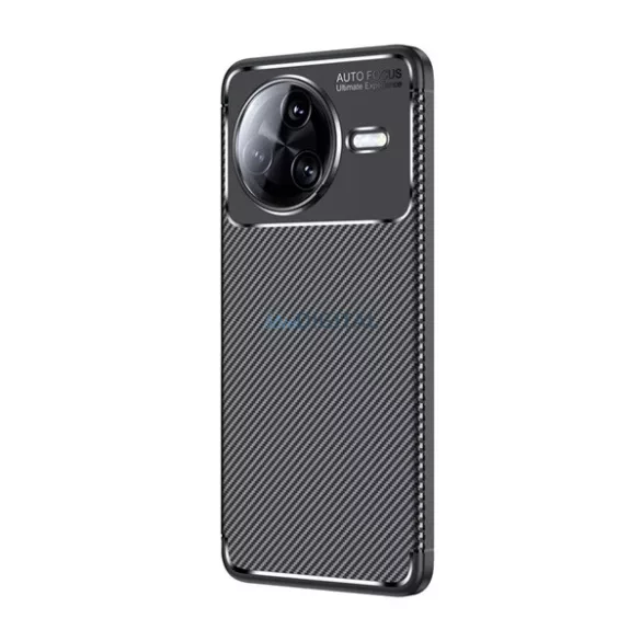 HUSĂ! - Silicon protector de telefon (rezistent la impact, călcâi pernă de aer, model de carbon) BLACK Xiaomi Poco F7 Ultra