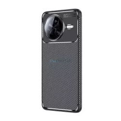  HUSĂ! - Silicon protector de telefon (rezistent la impact, călcâi pernă de aer, model de carbon) BLACK Xiaomi Poco F7 Pro