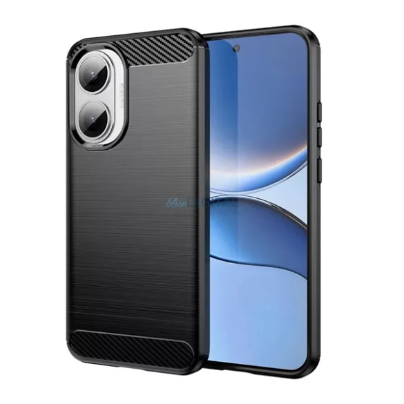 HUSĂ! - Silicon protector de telefon (rezistent la impact, călcâi pernă de aer, periat, model de carbon) BLACK Xiaomi Poco F7