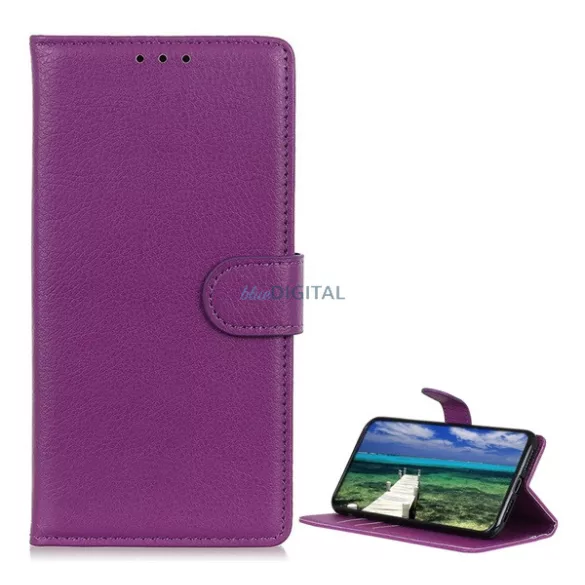 HUSĂ! - Caz permanent, efect de piele (FLIP, deschidere laterală, desktop, premium) LILA Xiaomi Poco F7 Ultra, Poco F7 Pro