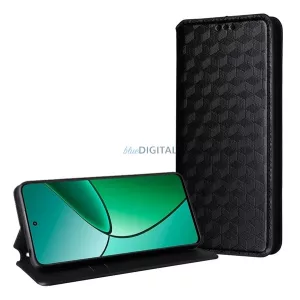 HUSĂ! - Case Standing, efect de piele (FLIP, deschidere laterală, desktop, diamant 3D complet, premium) BLACK Xiaomi Poco F7 Ultra, Poco F7 Pro
