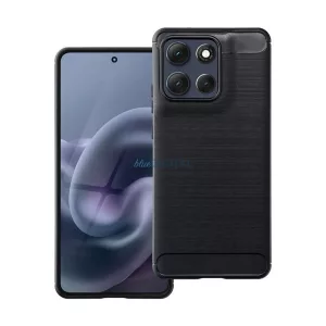HUSĂ! - Silicon protector de telefon (rezistent la impact, bubble heel, periat, model de carbon) BLACK Motorola Moto G86 5G (XT2527)