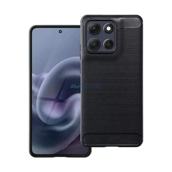 HUSĂ! - Silicon protector de telefon (rezistent la impact, bubble heel, periat, model de carbon) BLACK Motorola Moto G86 5G (XT2527)