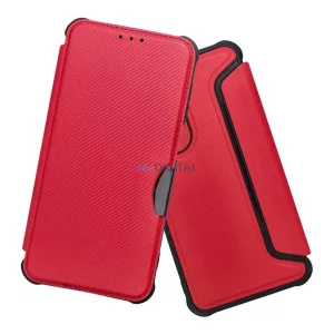 HUSĂ! - Carcasă permanentă, efect piele (FLIP, deschidere laterală, rezistență la impact, colț hover, protecție cameră, model carbon) PIROS Samsung Galaxy A17 5G (SM-A176)