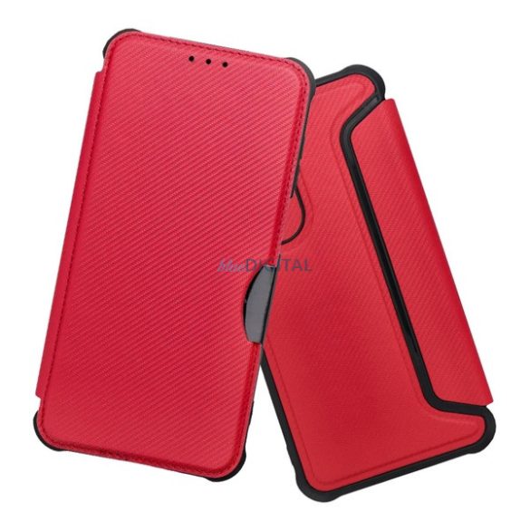 HUSĂ! - Carcasă permanentă, efect piele (FLIP, deschidere laterală, rezistență la impact, colț hover, protecție cameră, model carbon) PIROS Samsung Galaxy A17 5G (SM-A176)