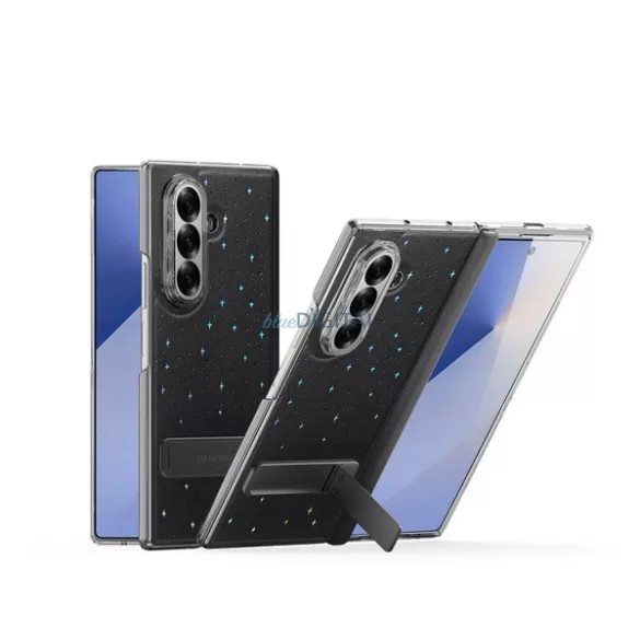 HUSĂ! - DUX DUCIS STEX silicon telefon protector (rezistent la șocuri, aparat de fotografiat protector, kickstand, stea + ecran protector de sticlă) BLACK Samsung Galaxy Z Fold7 (SM-F966)