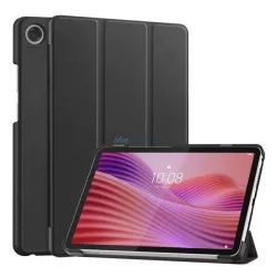  Husă permanentă, efect piele (FLIP activ, deschidere laterală, TRIFOLD, suport pentru birou) BLACK Lenovo Tab One (TB-305FU)