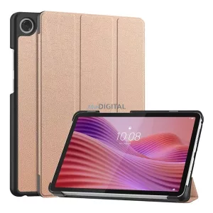Carcasă verticală, efect piele (FLIP activ, deschidere laterală, TRIFOLD, suport pentru birou) GOLDEN RUSAL Lenovo Tab One (TB-305FU)