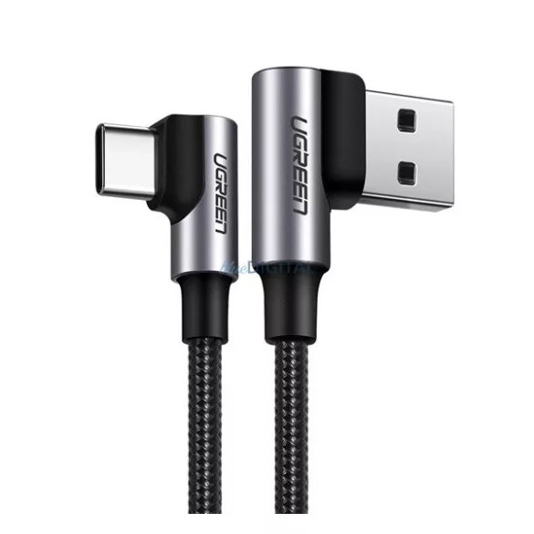 UGREEN US176 cablu de date (USB - Tip-C, 3A, încărcător rapid 3.0, 200cm, 90 grade, șiret)