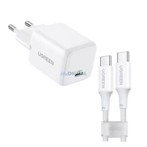 UGREEN X513 Încărcător AC cu priză Type-C (30W, GaN, încărcător rapid PD + cablu Type-C) ALB