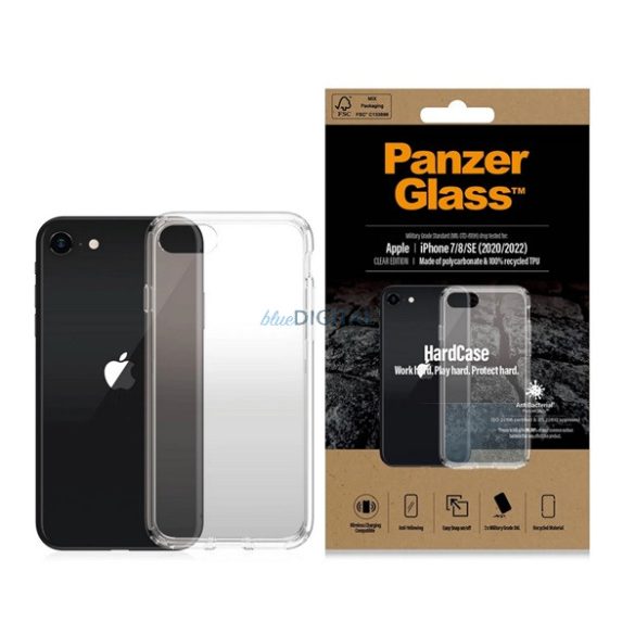 HUSĂ! - PANZERGLASS HARDCASE silicon telefon protector (rezistent la șocuri, camera de protecție, material D3O) pentru Apple iPhone 8 4.7, iPhone 7 4.7, iPhone SE 3 (2022)