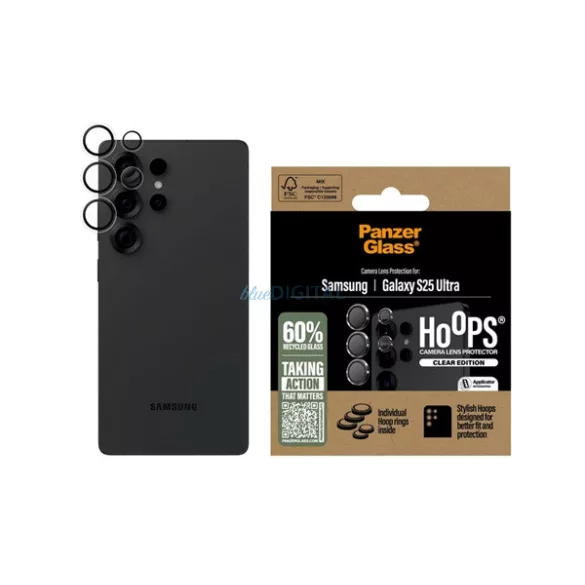 Sticlă de protecție a camerei PANZERGLASS HOOPS (9H + cadru) pentru Samsung Galaxy S25 Ultra (SM-S938)