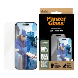   PANZERGLASS CLASSIC FIT ecran protector de sticlă (extra rezistent la zgârieturi, rezistent la impact + cadru de sprijin) pentru Apple iPhone 16 Pro