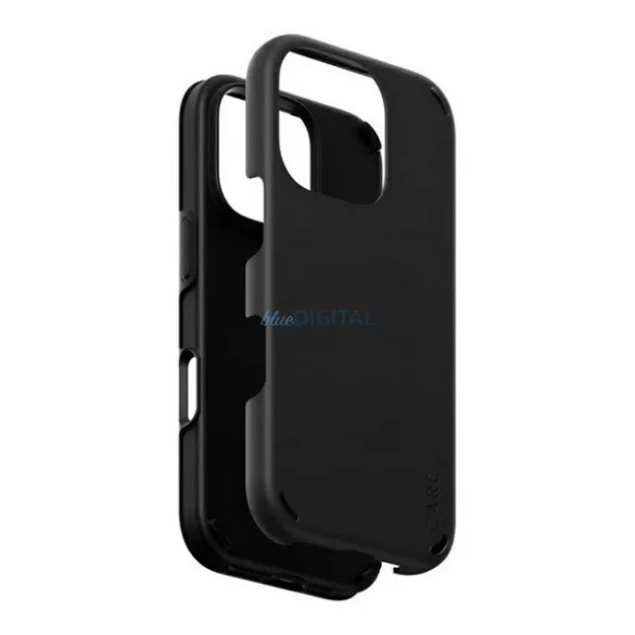 HUSĂ! - PANZERGLASS CARE DOUBLE DEFENSE silicon telefon protector (rezistent la șocuri, cadru din plastic, ultra-subțire, camera de protecție) BLACK Apple iPhone 16 Pro