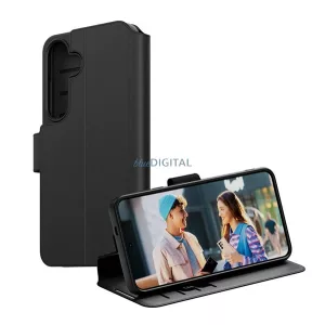 HUSĂ! - PANZERGLASS CARE WALLET caz în picioare, efect de piele (FLIP, deschidere laterală, desktop, protecția camerei) BLACK Samsung Galaxy S25 (SM-S931)