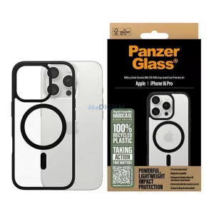 HUSĂ! - PANZERGLASS HARDCASE silicon telefon protector (rezistent la șocuri, protecția camerei, antibacterian, MagSafe) BLACK Apple iPhone 16 Pro