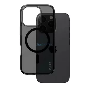 HUSĂ! - PANZERGLASS CARE FLAGSHIP URBAN COMBAT SMOKEY CASE silicon protector de telefon (rezistent la șocuri, protecția camerei, MagSafe) BLACK Apple iPhone 16 Pro