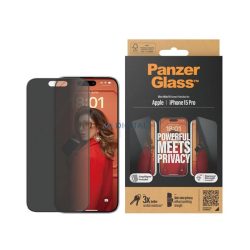   PANZERGLASS PRIVACY ULTRA-WIDE FIT ecran protector de sticlă (3D, vedere de protecție + bezel) BLACK Apple iPhone 15 Pro