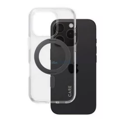   HUSĂ! - PANZERGLASS CARE KICKSTAND CASE silicon protector de telefon (rezistent la șocuri, protector de cameră, MagSafe, kickstand) BLACK Apple iPhone 16 Pro