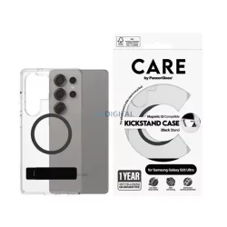   HUSĂ! - PANZERGLASS CARE KICKSTAND CASE silicon protector de telefon (rezistent la șocuri, protector de cameră, magnetic, wireless, kickstand) BLACK Samsung Galaxy S25 Ultra (SM-S938)