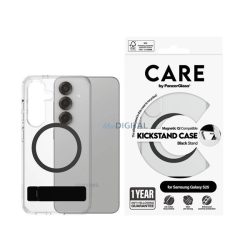   HUSĂ! - PANZERGLASS CARE KICKSTAND CASE silicon telefon protector (rezistent la șocuri, aparat de fotografiat protector, magnetic, wireless, kickstand) BLACK Samsung Galaxy S25 (SM-S931)