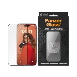   PANZERGLASS CERAMIC PROTECTION ULTRA-WIDE FIT ecran protector de sticlă (3D, ceramică + cadru de sprijin) BLACK Apple iPhone 15 Pro