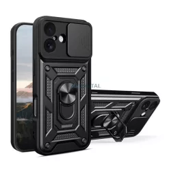   HUSĂ! - Protector de telefon din silicon Defender (rezistent la șocuri, inel de reținere, protector de cameră) BLACK Apple iPhone 17
