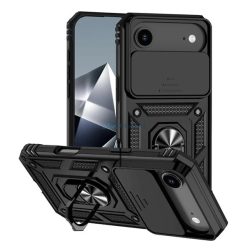   HUSĂ! - Defender Silicone Phone Protector (rezistent la șocuri, inel de prindere, protector de cameră) BLACK Apple iPhone 17 Air