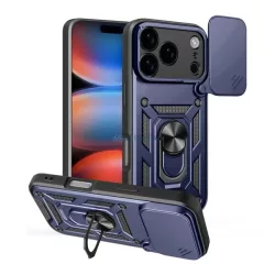   HUSĂ! - Protector de telefon din silicon Defender (rezistent la șocuri, inel de reținere, protector de cameră) BLUE Apple iPhone 17 Pro