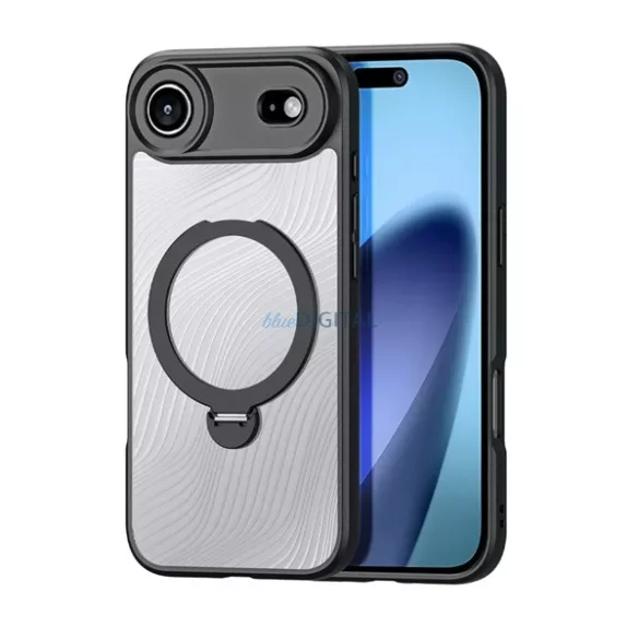 HUSĂ! - DUX DUCIS AIMO silicon telefon protector (rezistent la șocuri, protector de cameră, MagSafe, amortizor de șocuri, val) BLACK Apple iPhone 17 Air