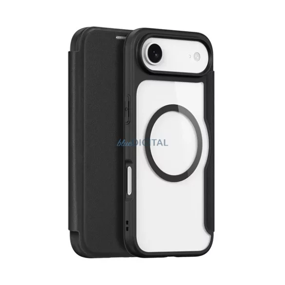 HUSĂ! - DUX DUCIS SKIN X PRO Carcasă permanentă cu efect de piele (FLIP, deschidere laterală, RFID, MagSafe) BLACK Apple iPhone 17 Air